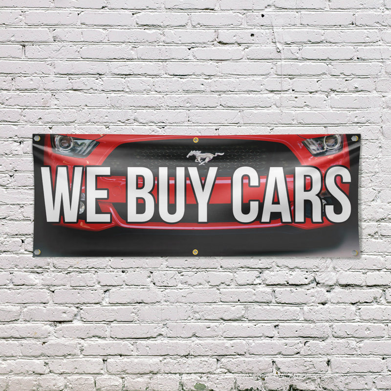 Enseigne de bannière We Buy Cars 24 po x 72 po