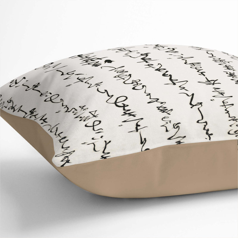 Japanese Calligraphy Script Vol.1 Cushion with Filling, 55cm H x 55cm W x 20cm D, Stone