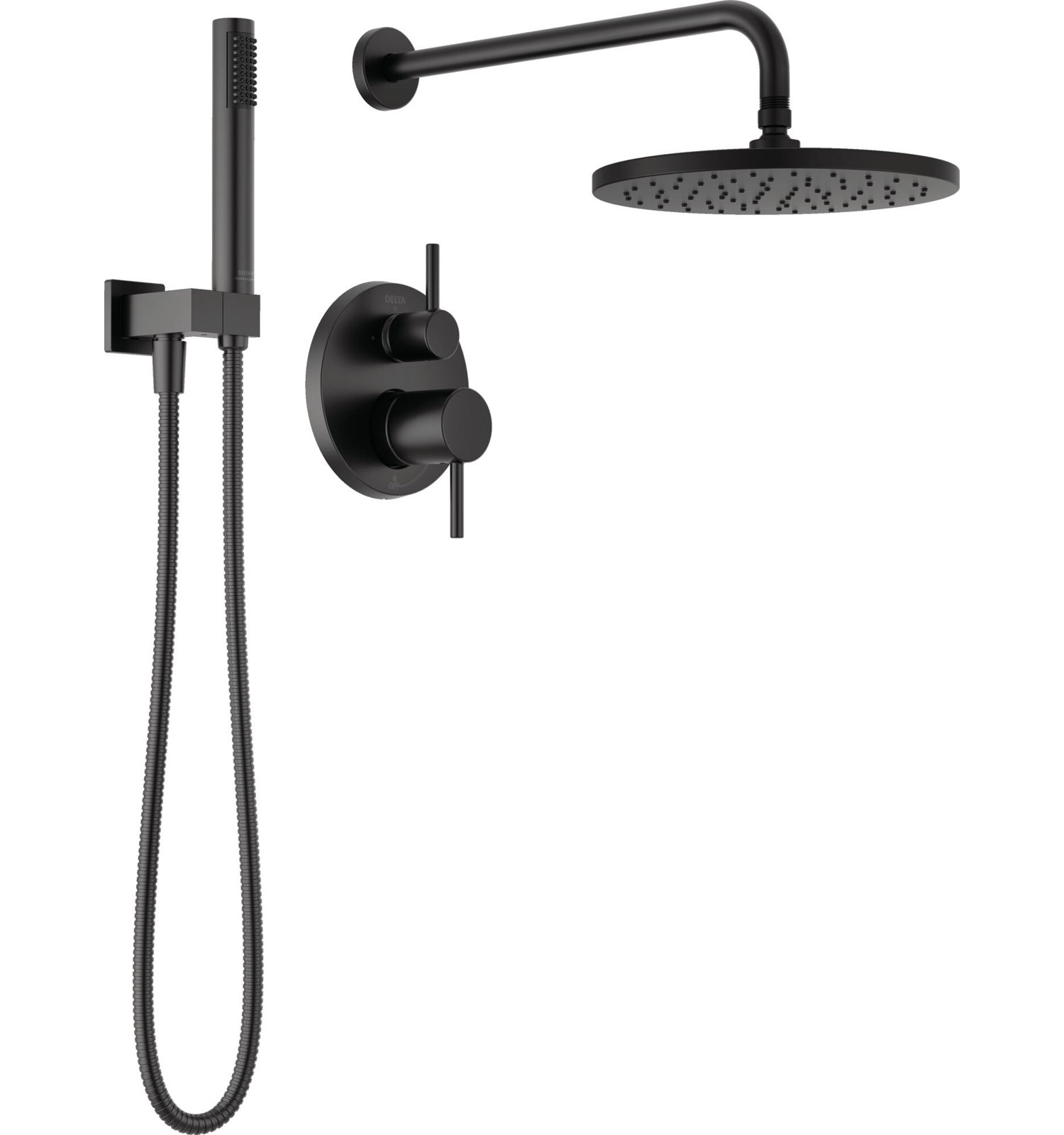 Raincan Round Shower System with Handheld Spray, Matte Black