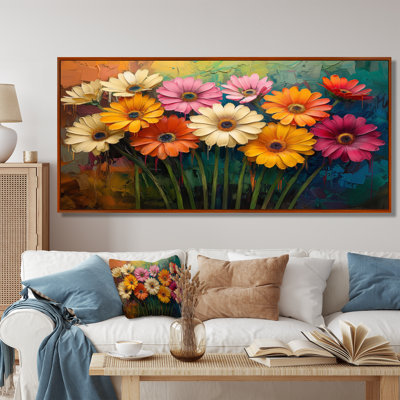 «Multicolor Garden Daisies Collage III - Daisies», reproduction d'art murale
