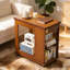 Table de bout pliante en bambou avec rangement mobile - plateau de table pliable
