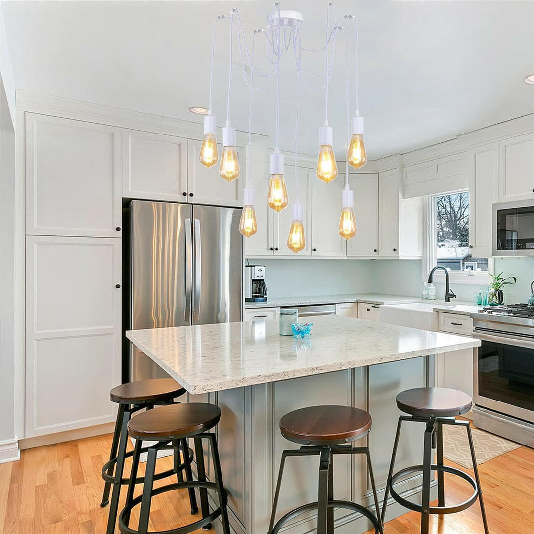 8 Arm Spider Pendant Light Chandelier – Multiple E27 Bulb Sockets Adjustable Hanging Ceiling Fixture for Living Room, Bedroom, Cafe, Hall