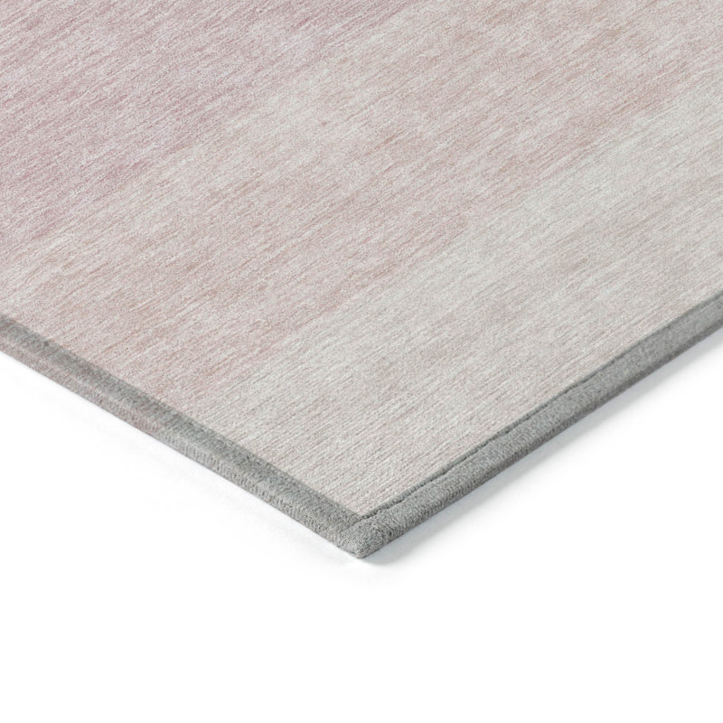 3' X 5' Pink And Ivory Ombre Washable Indoor Outdoor Area Rug