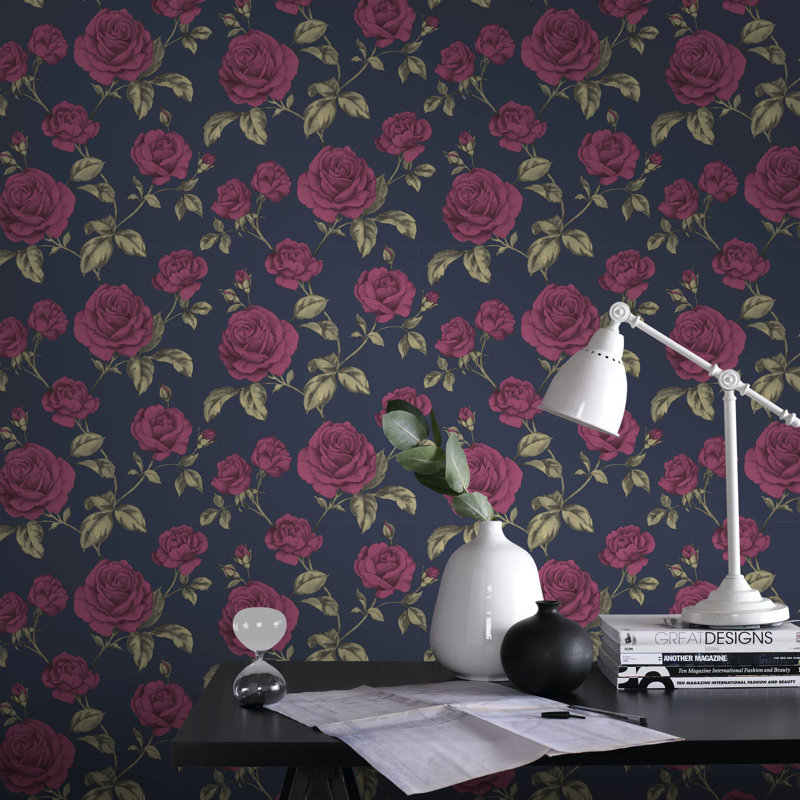 Boutique Countess Damask Wallpaper, Navy