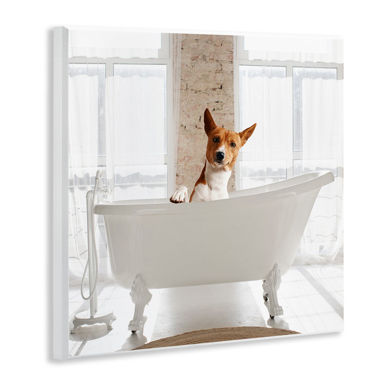 Plaque murale Happy Dog in Bathroom Tub, design par CAD Designs
