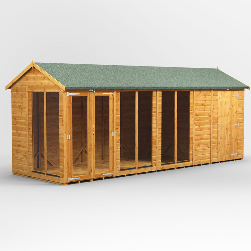 Powersheds 18 x 6ft Timber Tongue & Groove Apex Summerhouse Combi (includes 4ft Side Store)