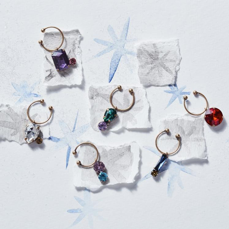 6 Piece Jeweled Wine Charm Set