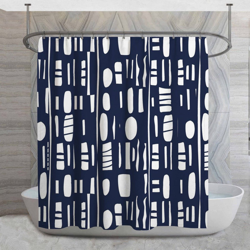 Rideau de douche à rayures bleu marine, H 73 po x l 70 po