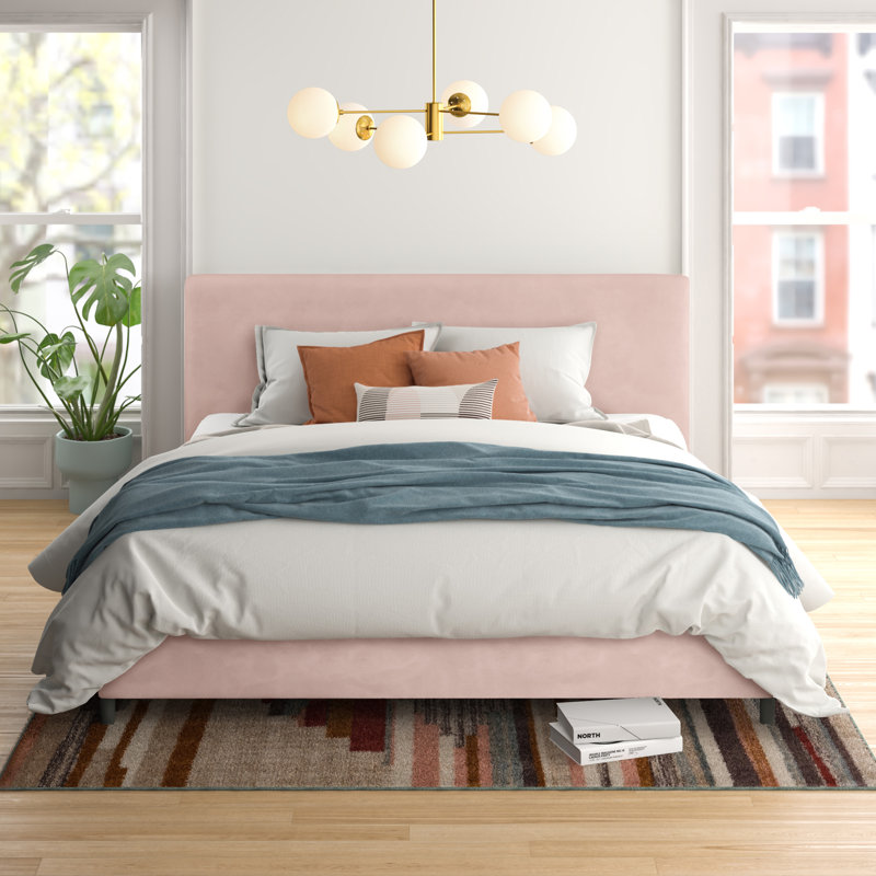 Pyburn Upholstered Platform Bed, California King, Classic Blush Performance Velvet
