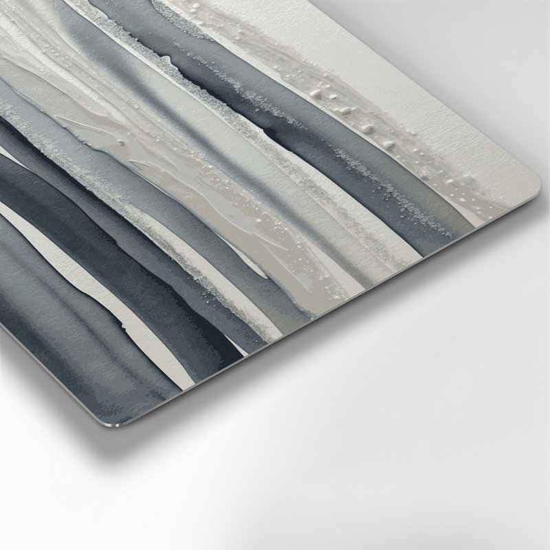 Art mural horizontal gris rayé gris ardoise, H 11 po x l 14 po