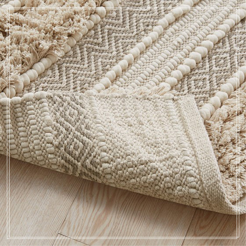 Tapis tissé à rayures tissées texturé naturel 22 po x 58 po
