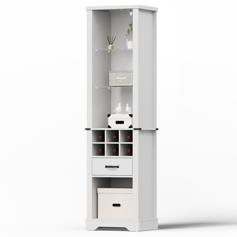 Armoire de rangement de 75 po de hauteur avec éclairage à DEL et grille à vin