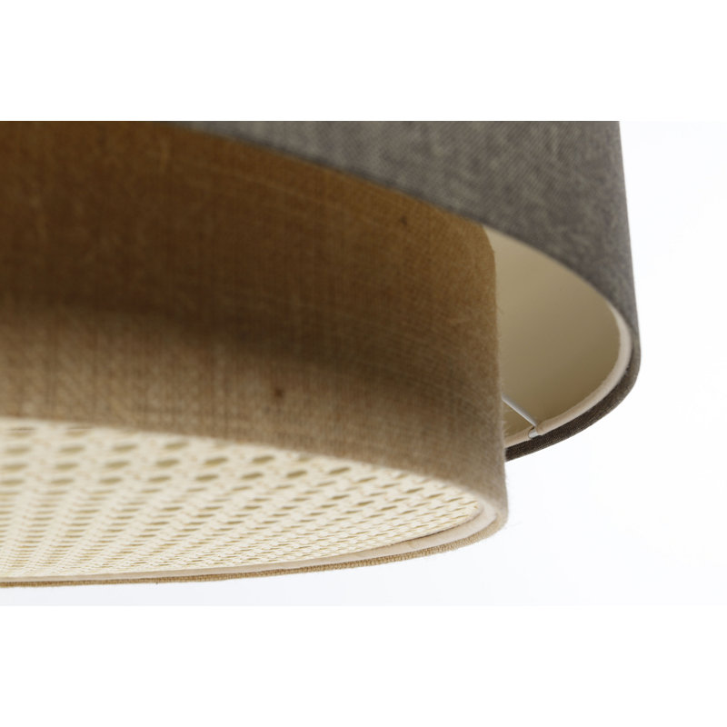 Abigial 1 - Light Cream Drum Pendant, Brown/Beige/Hemp