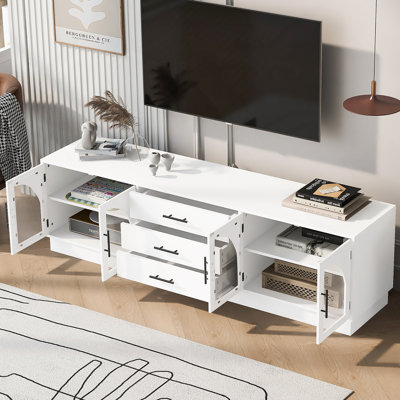 Meuble télé 68,9 po pour téléviseur de 68 po ou moins, meuble multimédia avec tablettes réglables pour le salon
