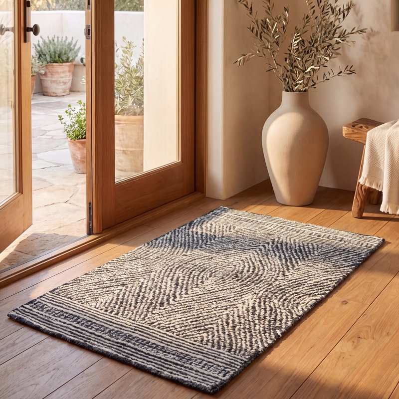 Cole Hand Tufted Wool Rug, Rectangle 9' x 12', Ivory/Charcoal