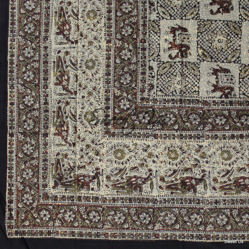 Nappe 100% coton Floral, L 106 po x l 88 po, Grey