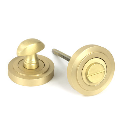 Art Deco Satin Brass Round Thumbturn