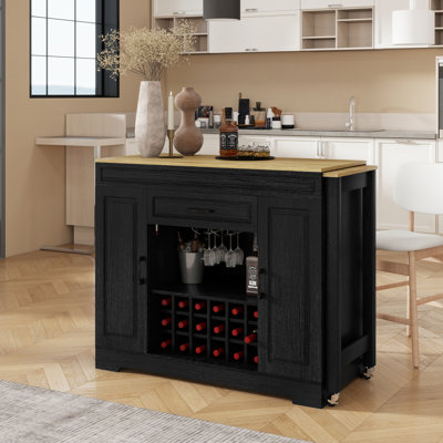 Buffet de rangement extensible avec support à vin et porte-verres de 43,3 à 87,4 pouces Flux