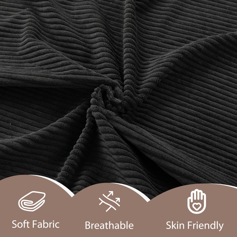 77.2" Upholstered Sleeper Sofa Bed, Black Corduroy