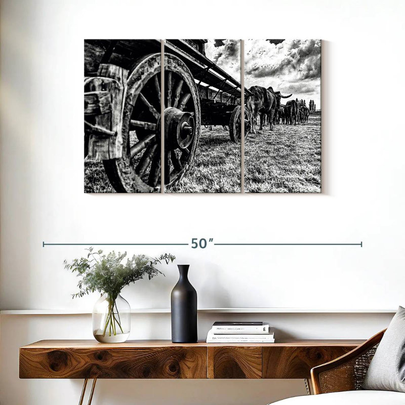 Mehar Bullocks Pulling A Wagon, 24" H x 38" W