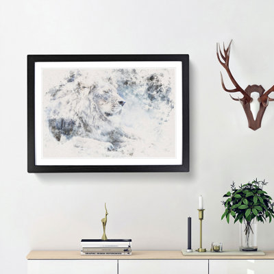 Beautiful Lion Watercolour - Picture Frame Graphic Art Print