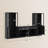  110.3'' Wide Modular Kitchen Pantry Cabinet with Bookcases,Soft Close Glass Doors and Drawers, Large Sideboard Buffet Storage System, Black-1876655104