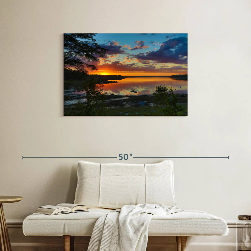 Coucher de soleil doré à Alvord Bar Harbor, H 24 po x l 36 po