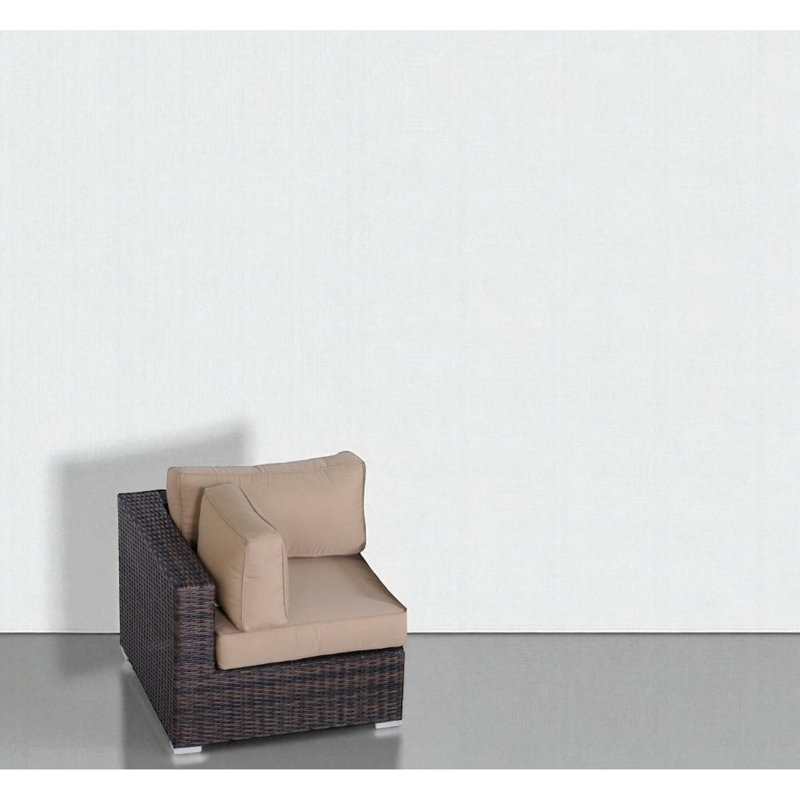 33-Inch Corner Wedge For Outdoor Lounging Featuring Three Machine-Washable Beige Cushions, Rustproof Aluminum Frame And All-Weather Fully Assembled 33" Chair With High Open Cell Foam Weather-