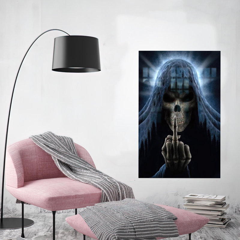 Modern Customizable Skull Print on Glass for Unique Home Decor and Personalized Gifting, 17.7" H x 11.8" W