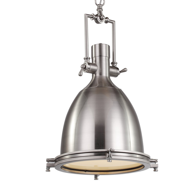 Industrial 1 - Light Gold Bell Pendant, Satin Nickel