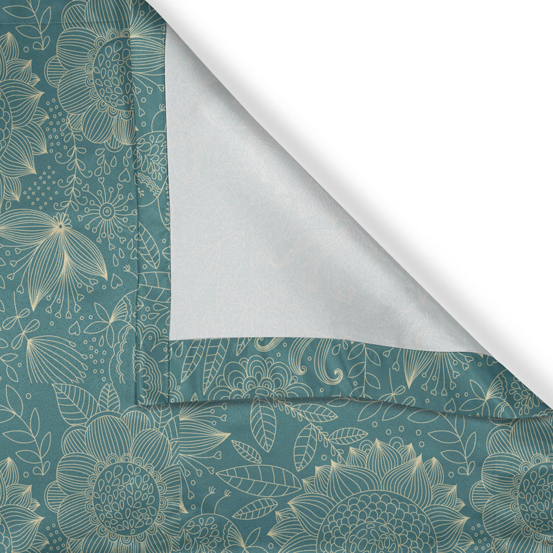 Rideau de fenêtre décoratif à 2 panneaux Latitude Run®, 50 po x 63 po, bleu sarcelle et ivoire, L 50 po x L 108 po