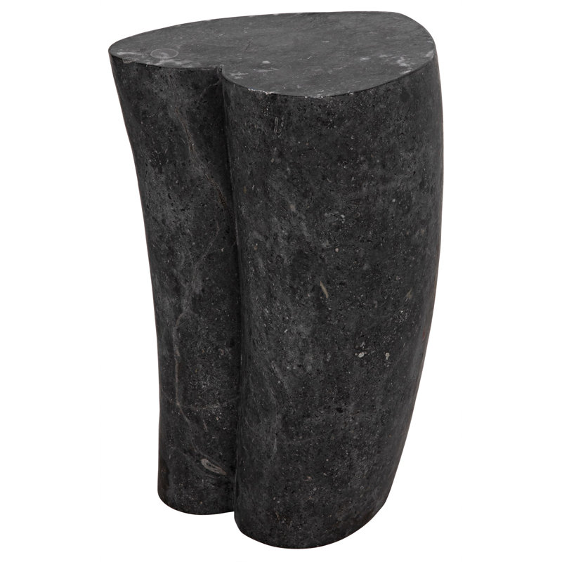 Noir Heart 18" Geometric Black Marble Block End Table