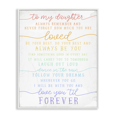 «My Daughter Love You Forever Quote», art mural sur toile surdimensionné par Daphne Polselli
