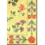 Tapis jaune en laine de conception unique 11 pi 9 po x 12 pi 7 po années 1940