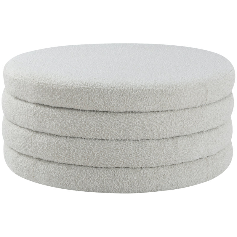 Amy-Claire Upholstered Ottoman, Cream Boucle Fabric