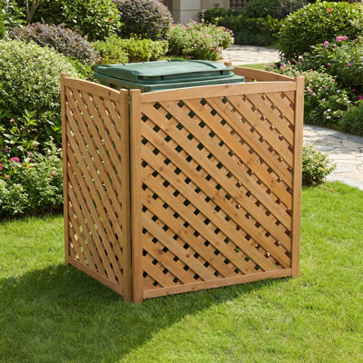 Écran d'intimité 3 panneaux AC, couverture de clôture en bois massif pour climatiseur, l 32 po x H 38 po