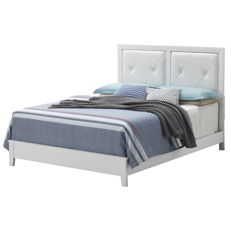 Chataignier Vegan Leather Standard Bed, Queen, White