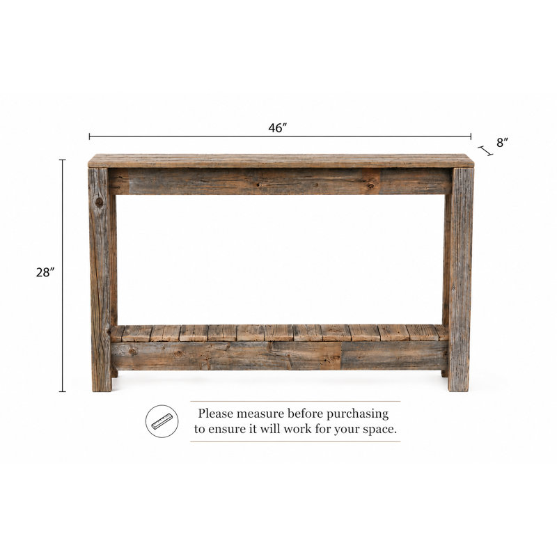 Console en bois massif Biggs, Naturel, H 28 po x l 46 po x P 8 po