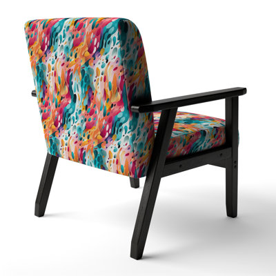 Pink And Blue Vibrant Abstract Wilderness - Upholstered Contemporary Arm Chair, Modern Abstract Accent Chair