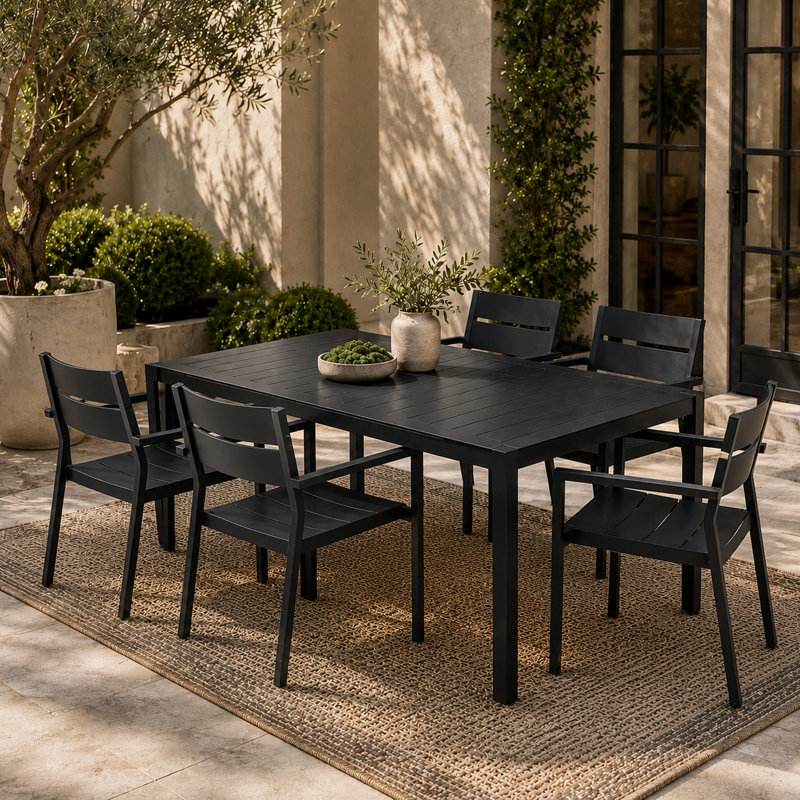  Ensemble de 2 chaises de salle à manger en aluminium empilables en aluminium pour l'extérieur, avec accoudoirs, léger et léger pour patio, pelouse, jardin, cour arrière, terrasse