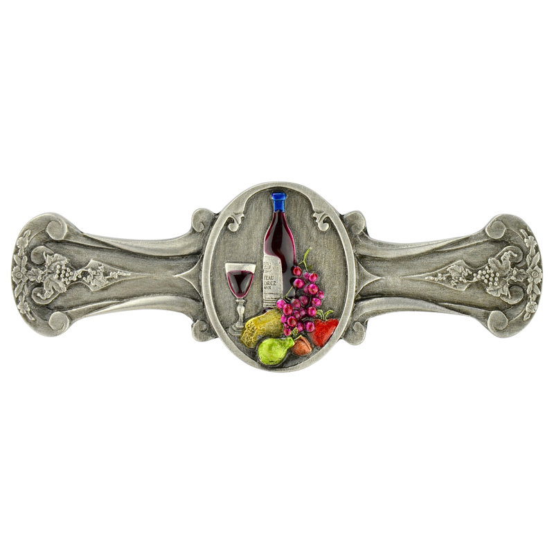 Tuscan Pewter Hand-Tinted Bar Pull with Wine Design