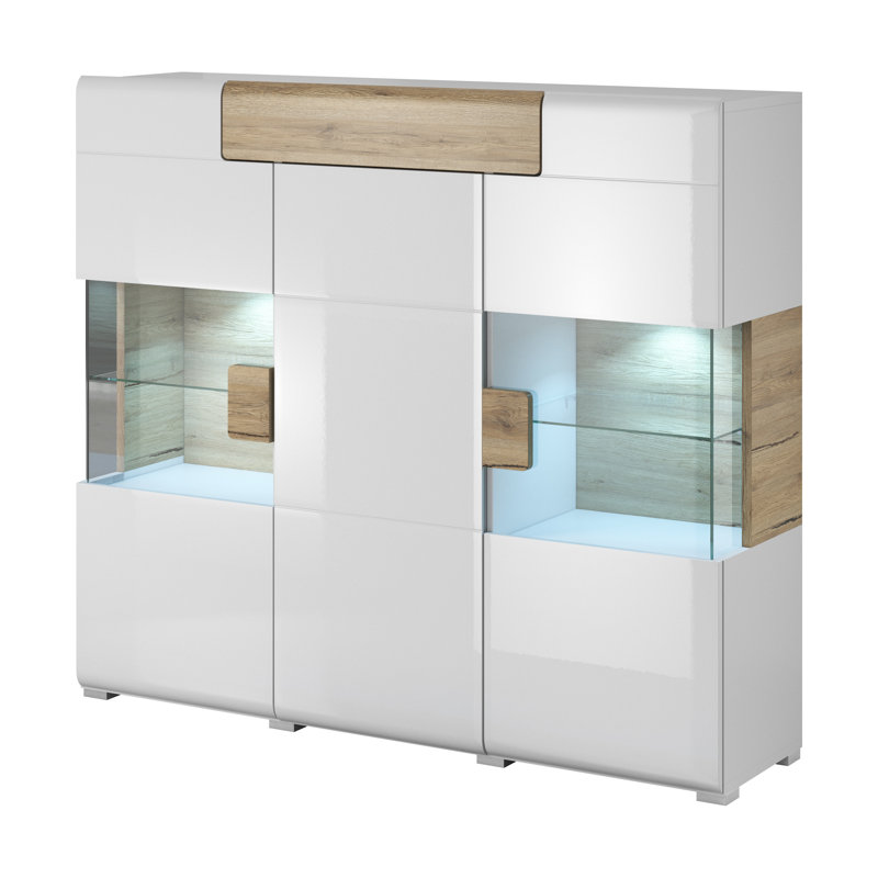 Febin 147cm Sideboard, White Glossy/San Remo Oak