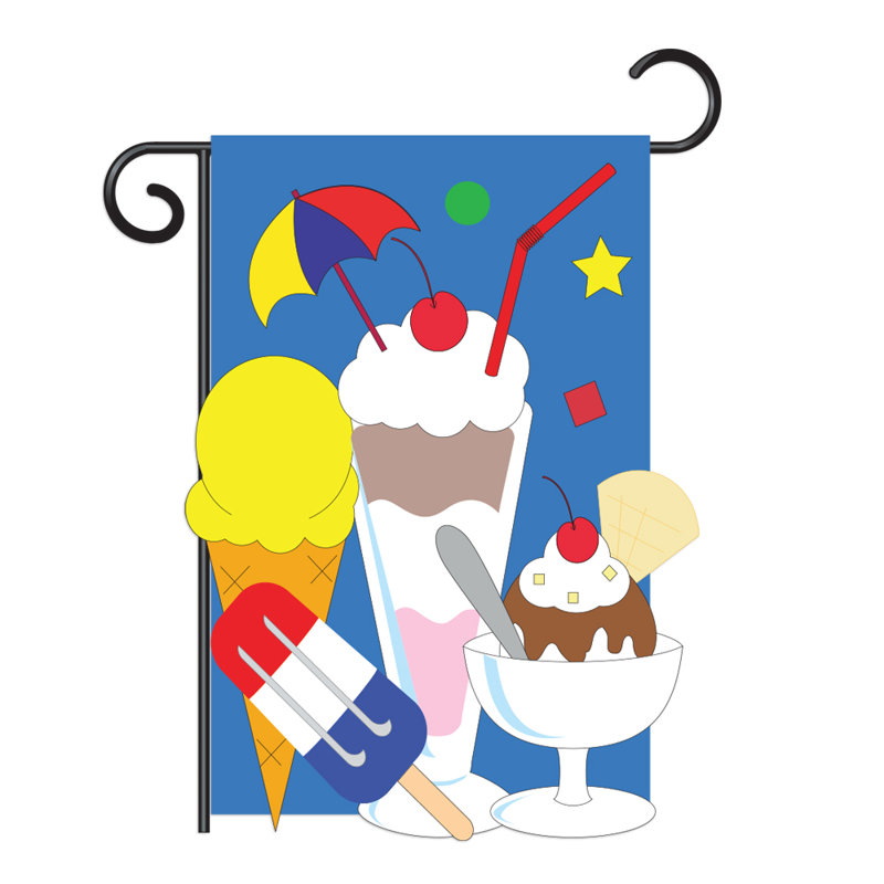 Crème crème joyeuse heure et boissons boissons de polyester de 2 côtés 19 x 13 po drapeau de jardin