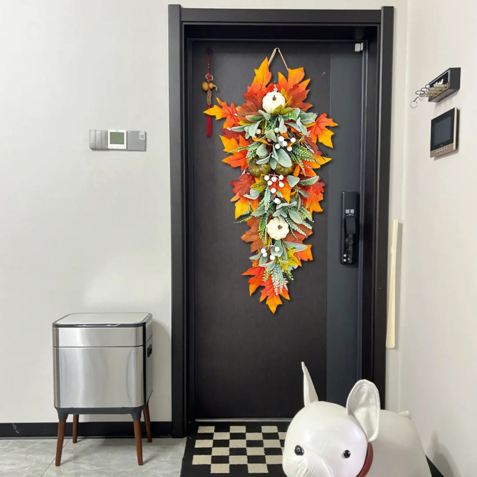 The Holiday Aisle® Artificial Fall Wreaths For Front Door 23.6IN Autumn ...