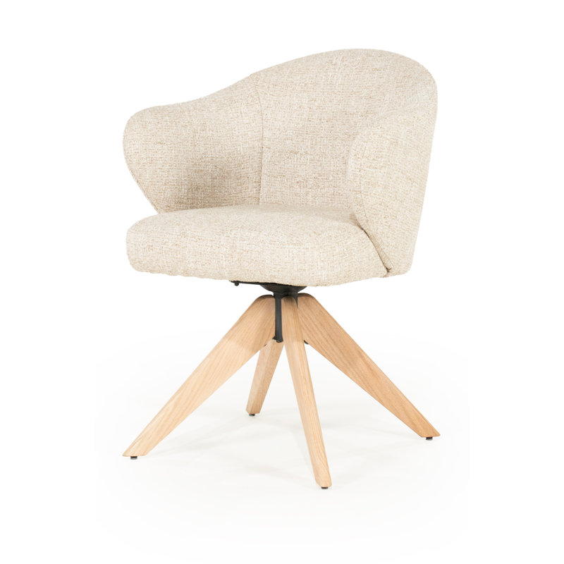 Connor Oak Accent Chair, Beige