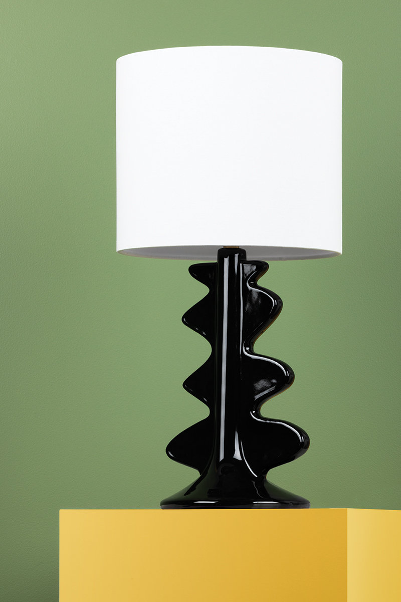 Ceramic Table Lamp, Gloss Black
