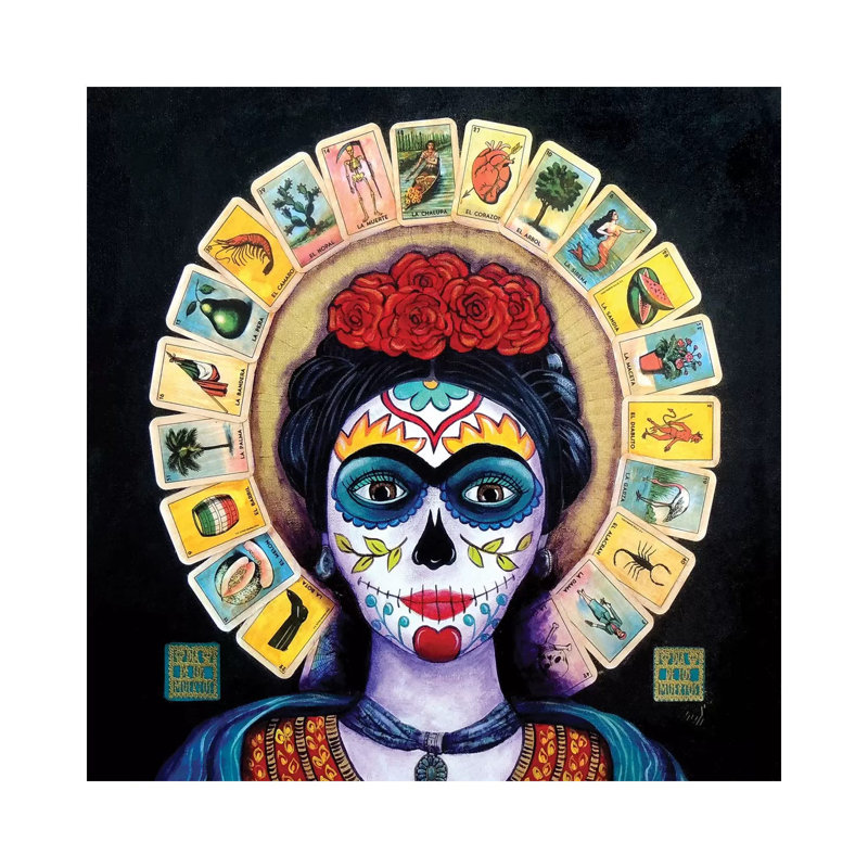 Frida Loteria 1 Piece Painting on Canvas, 66.04cm H x 66.04cm W x 3.81cm D, Wrapped Canvas