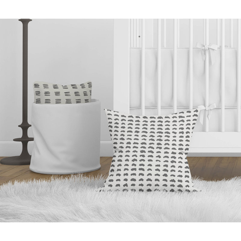 Coussin décoratif Gio, H 18 po x l 18 po, Ivoire / gris anthracite géométrique