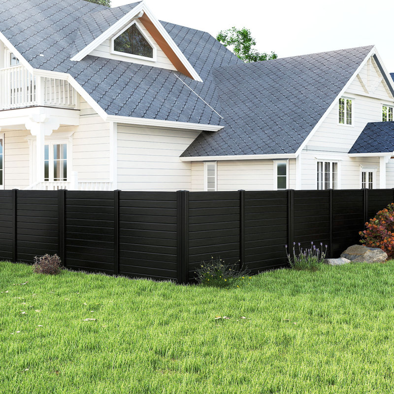 Panneaux de clôture en PVC avec piquets de sol l 48 po x H 48 po Costway, Noir