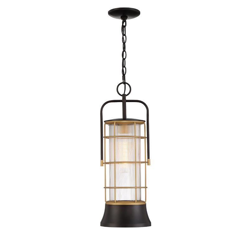  Luminaire suspendu 1 lumière en bronze huilé + or